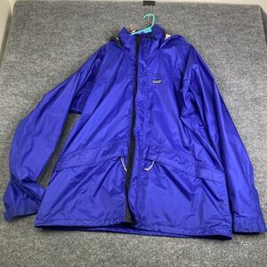 Patagonia Mens XXL Blue Rain Jacket Ripstop Hooded Full Zip Shell VTG 01